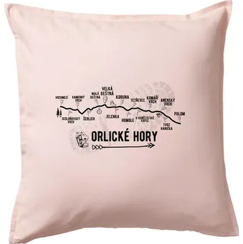 Polštář Profil Orlických hor - Polštář 50x50 - 50x50 - Včetně výplně ( Světle růžová )