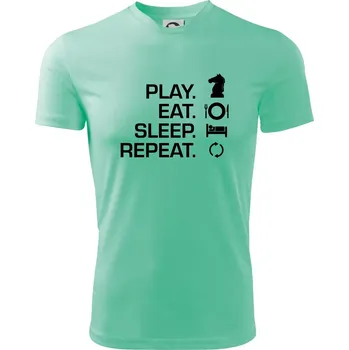 Chlapecké tričko Eat sleep play - šachy - Dětské triko sportovní (dresovina) - 146 cm/10 let ( Mátová )