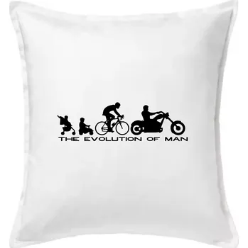 Polštář Evolution of man (Chopper) - Polštář 50x50 - 50x50 - Včetně výplně ( Bílá )