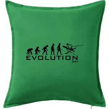 Polštář Evoluce lyžování - Polštář 50x50 - 50x50 - Pouze potah ( Středně zelená )