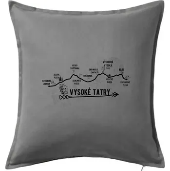 Polštář Vysoké Tatry - profil cesty - Polštář 50x50 - 50x50 - Pouze potah ( Tmavě šedý melír )
