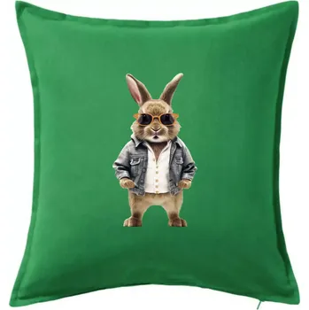 Polštář Králík v bundičce - Polštář 50x50 - 50x50 - Pouze potah ( Středně zelená )