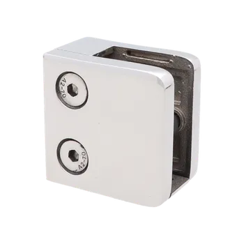 Svorka skla/plechu plochá (45x45x27mm) pro sklo 6-12.76mm, se spodní - vyjímatelnou podložkou, leštěná nerez AISI304, balení neobsahuje gumičky na sklo