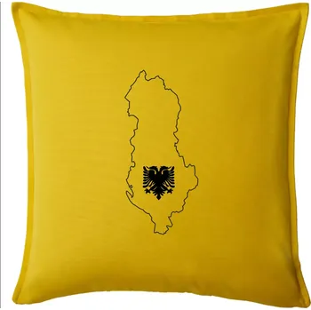 Polštář Albánie obrys mapa - Polštář 50x50 - 50x50 - Pouze potah ( Žlutá )