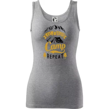 Dámské tričko Eat Sleep Camp Repeat - Dámské tílko - XS ( Tmavě šedý melír )