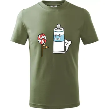 Chlapecké oblečení Lízátko pasta zuby - Tričko dětské bavlněné - 158 cm/12 let ( Khaki )