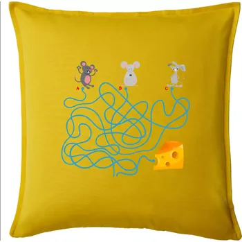 Polštář Myší cesta hlavolam - Polštář 50x50 - 50x50 - Pouze potah ( Žlutá )