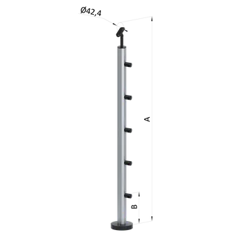 Zábradlí Nerezový sloup, vrchní kotvení, 5řadový, průchozí