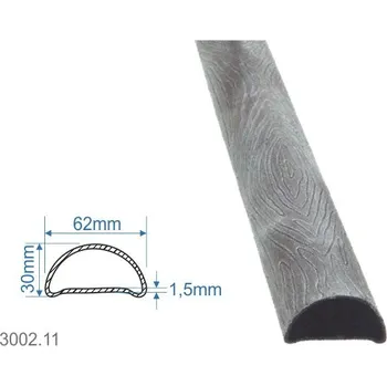 Madlová tyč dutá 62x30x1, 5mm, vzor kůra, délka 3000 mm, cena za KUS 6m