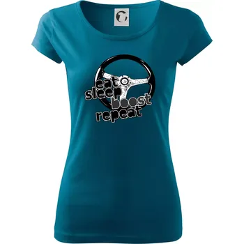 Dámské tričko Eat Sleep Boost repeat - Dámské triko Pure - L ( Petrolejová )