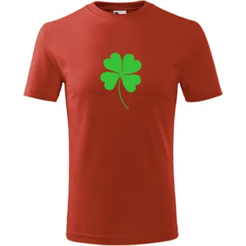 Červené dětské tričko s čtyřlístkem - barva červená - velikost 10let