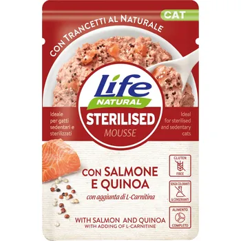 Krmivo pro kočku Life Cat Natural Pěna Sterilised kapsička 70g - Losos + Quinoa (Komosa ryżová)