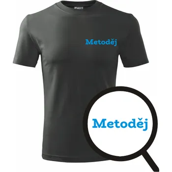Pánská móda Grafitové tričko Metoděj - tričko se jménem - barva antracit - velikost XXXL