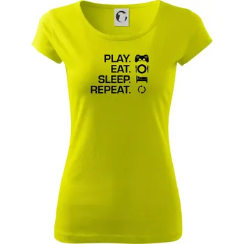 Dámské tričko Play Eat Sleep Repeat game - Dámské triko Pure - XS ( Limetková )