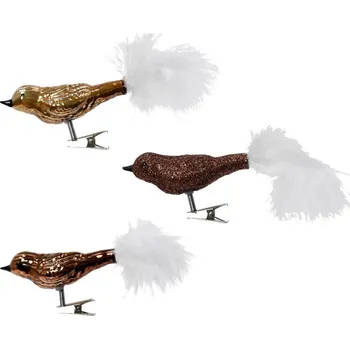 Vánoční ozdoba Ozdoba PTÁČEK na skřipci 3 ks