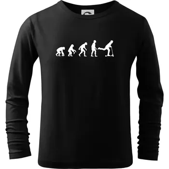 Chlapecké tričko Evoluce koloběh koloběžka - Triko dětské Long Sleeve - 122 cm/6 let ( Černá )
