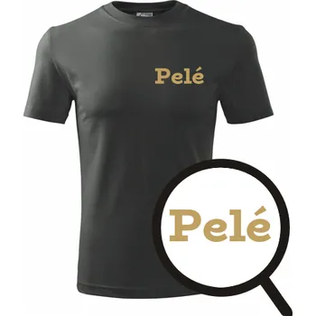 Pánská móda Grafitové tričko Pelé - dárek pro fotbalistu - fotbalový dárek - barva antracit - velikost XXL