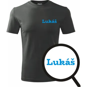 Pánská móda Grafitové tričko Lukáš - tričko se jménem - barva antracit - velikost L