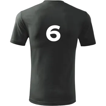 Grafitové tričko s číslem 6 - na fotbal - fotbalové tričko - barva antracit - velikost S