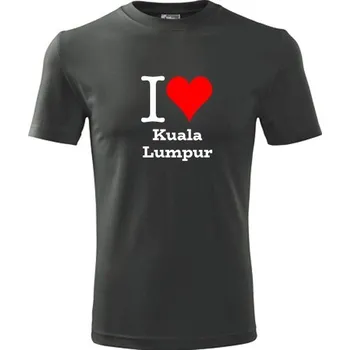 Grafitové tričko I love Kuala Lumpur - suvenýry - upomínkové předměty - barva antracit - velikost XL