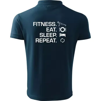 Pánská košile Fitness Eat Sleep Repeat - Polokošile pánská Pique Polo 203 - 5XL ( Námořní modrá (téměř černá) )
