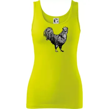 Dámské tričko Kohout kreslený černobílý - Dámské tílko - 2XL ( Limetková )