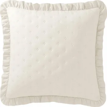 Povlak na dekorativní polštářek Povlak na polštář 45x45 prošívaná s VOLÁNEM dekorativní Celia KRÉMOVÁ
