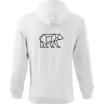 Pánská mikina Geometrie lední medvěd chodící - Mikina s kapucí na zip trendy zipper - L ( Bílá )