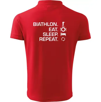 Pánská košile Biathlon Eat Sleep Repeat - Polokošile pánská Pique Polo 203 - 4XL ( Červená )