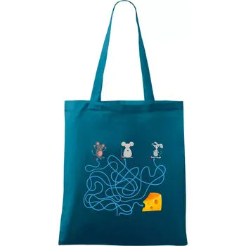 Myší cesta hlavolam - Taška bavlněná - 42 x 38 cm ( Petrolejová )