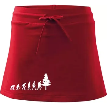 Dámská sukně Evoluce dřevorubec - pila a strom - Sportovní sukně - two in one - S ( Červená )