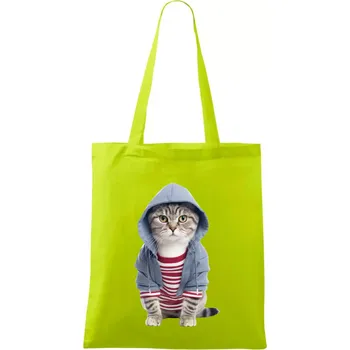 Kočka v pruhovaném triku - Taška bavlněná - 42 x 38 cm ( Limetková )
