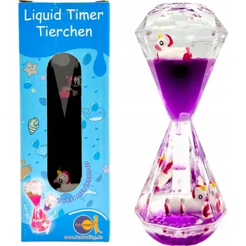 Hodiny PŘESÝPACÍ HODINY ve tvaru DRAHOKAMU jednorožci FIALOVÁ hračka k pozorování