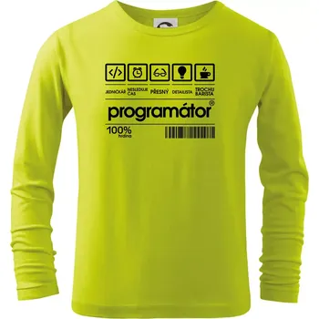 Dětská móda Čárový kód - programátor - Triko dětské Long Sleeve - 122 cm/6 let ( Limetková )