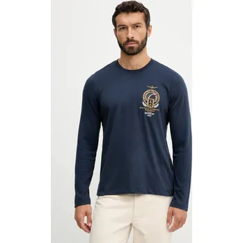 Pánské tričko Bavlněné tričko s dlouhým rukávem Aeronautica Militare TS2467UJ00703 námořnická modř 59X, vel. M