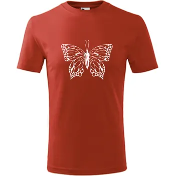 Červené dětské tričko s motýlem - barva červená - velikost 10let
