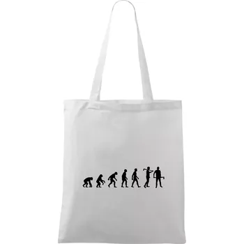 Evoluce dřevorubec - sekera - Taška bavlněná - 42 x 38 cm ( Bílá )