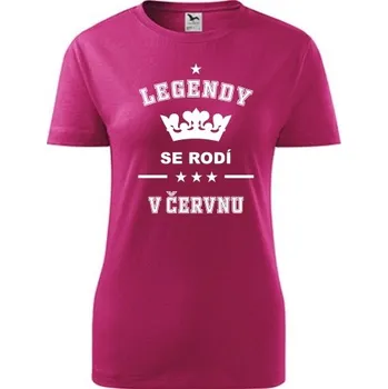 Purpurové dámské tričko Legendy se rodí v červnu - dárky pro ženy - barva purpurová - velikost M