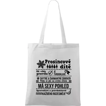 Narozeniny prosinec - Taška bavlněná - 42 x 38 cm ( Bílá )