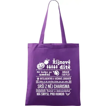 Narozeniny říjen - Taška bavlněná - 42 x 38 cm ( Fialová )