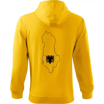 Pánská mikina Albánie obrys mapa - Mikina s kapucí na zip trendy zipper - S ( Žlutá )