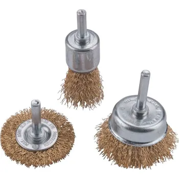 Drátěný kartáč Kartáče ocelové, sada 3ks, stopka 6mm, EXTOL CRAFT