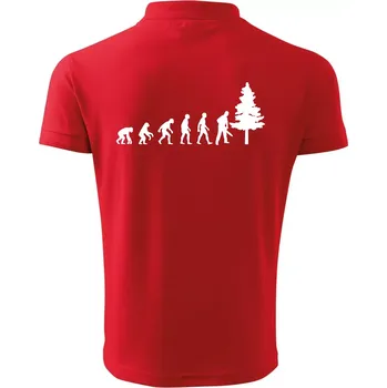 Pánská košile Evoluce dřevorubec - pila a strom - Polokošile pánská Pique Polo 203 - 4XL ( Červená )