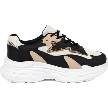 Dámské tenisky Černo-béžové dámské sneakersy s hrubou podrážkou 1193B Velikost: 41