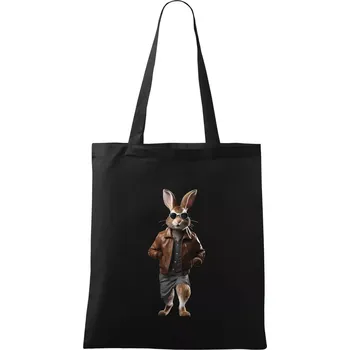 Nákupní taška Zajíc frajer - Taška bavlněná - 42 x 38 cm ( Černá )