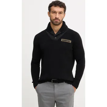 Pánský svetr Bavlněný svetr Aeronautica Militare pánský, černá barva, MA1574UL00539 99X, vel. XL