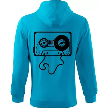 Pánská mikina Gramo kazeta - Mikina s kapucí na zip trendy zipper - S ( Světlý tyrkys )