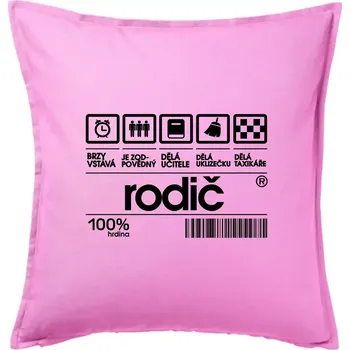 Polštář Čárový kód rodič - Polštář 50x50 - 50x50 - Pouze potah ( Růžová )