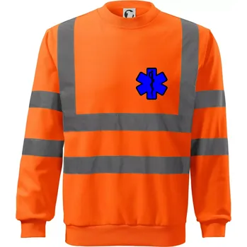 Pánská mikina Rescue - Hvězda na prsu + nápis na zádech - Reflexní mikina - 3XL ( Neonově oranžová )