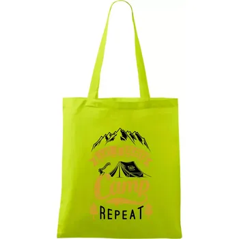 Eat Sleep Camp Repeat - Taška bavlněná - 42 x 38 cm ( Limetková )
